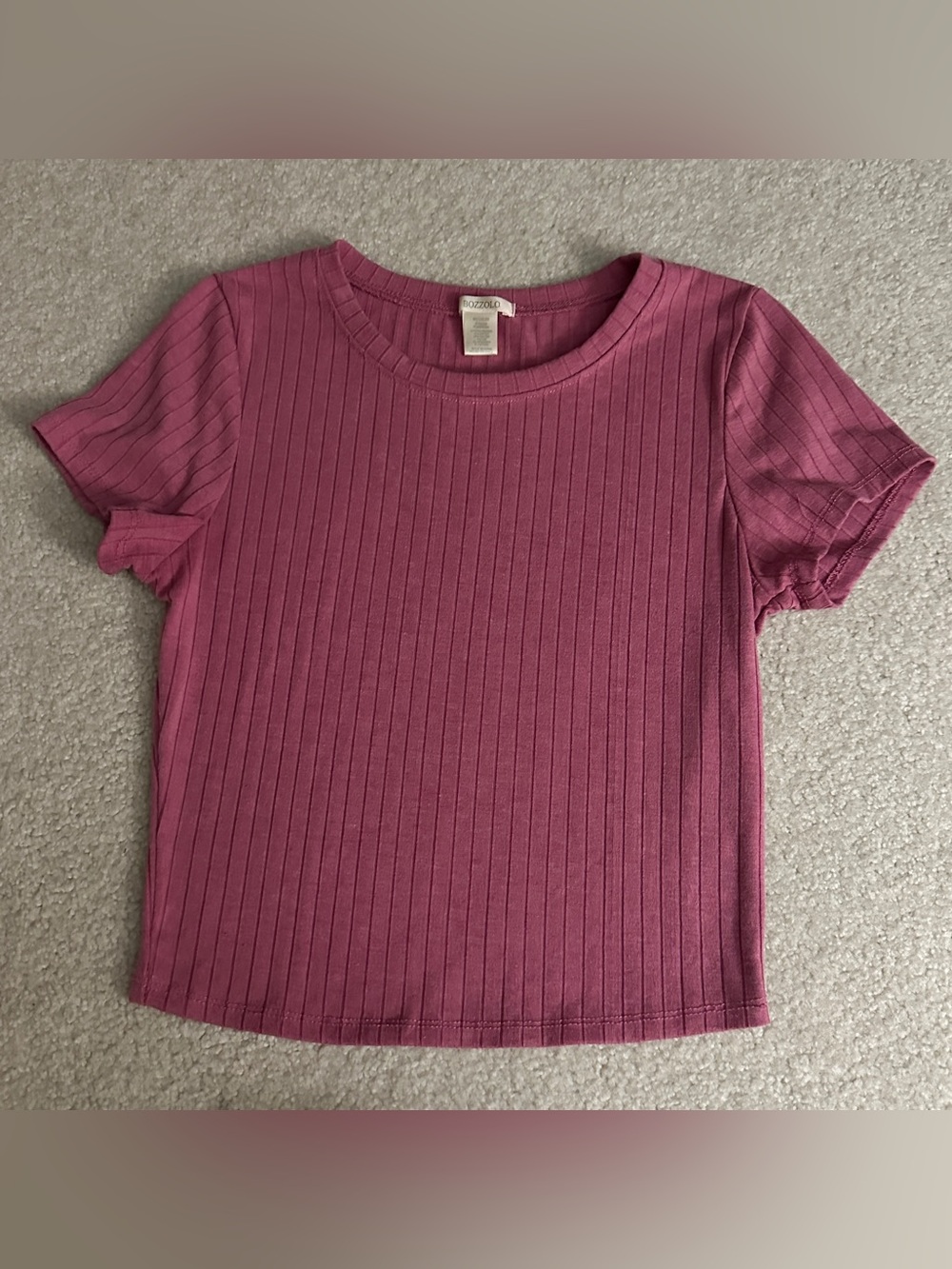 Bozzolo women’s m pink fitted ribbed short sleeve crop top shirt